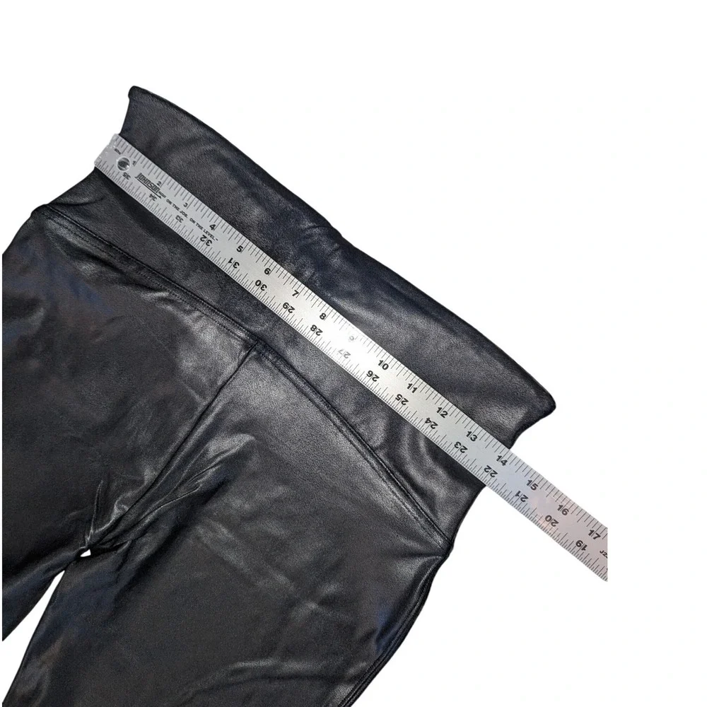Spanx Faux Leather Leggings Black High Waisted Slimming Chic Womens XL 2437Q NEW